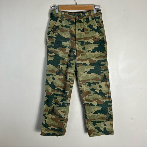 Free People Remy Camo Printed Cropped Ankle High Rise Rigid Jeans Size 25 Jeans - Picture 2 of 12